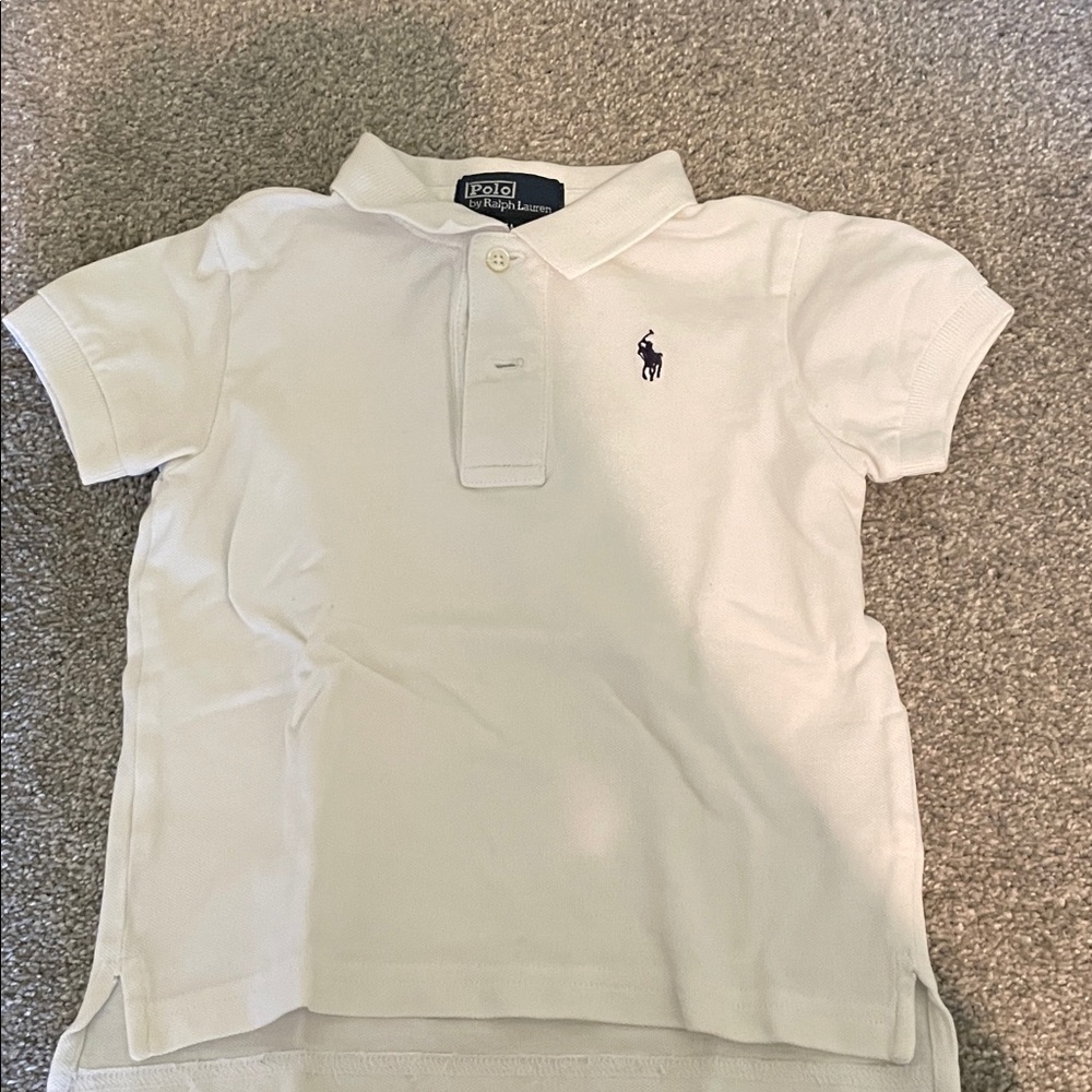 Polo by Ralph Lauren White Boys' Polo with Navy Pony 24 months